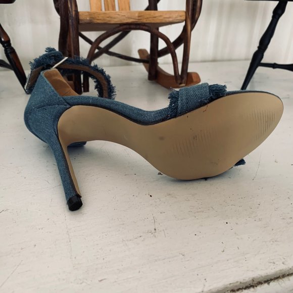 Bai Beiai Denim Stiletto Sandals with Ankle Strap Size 40 - Picture 13 of 16